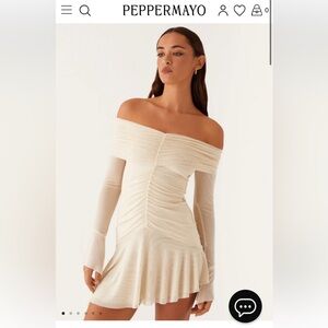 Peppermayo Ellis Ruched Off-Shoulder Mini Dress